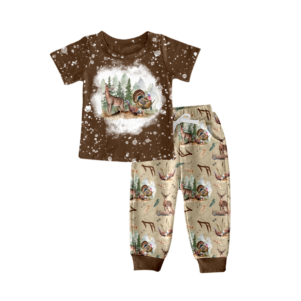 MOQ  5 brown deer top pants kids boy clothes