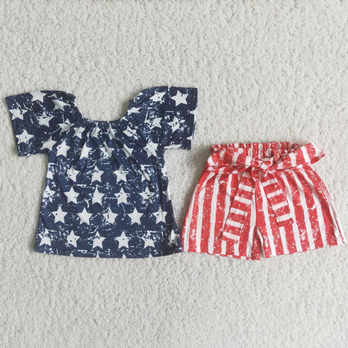Star short sleeve stripe shorts girls 4th of july outfits