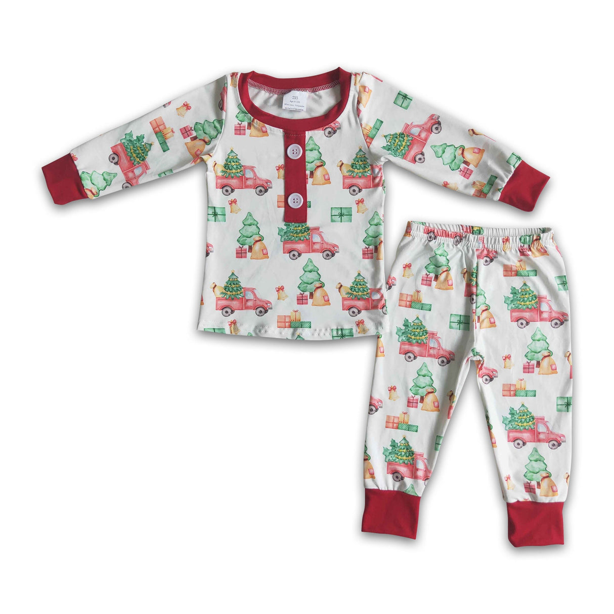 Christmas tree trucks print boy Christmas pajamas
