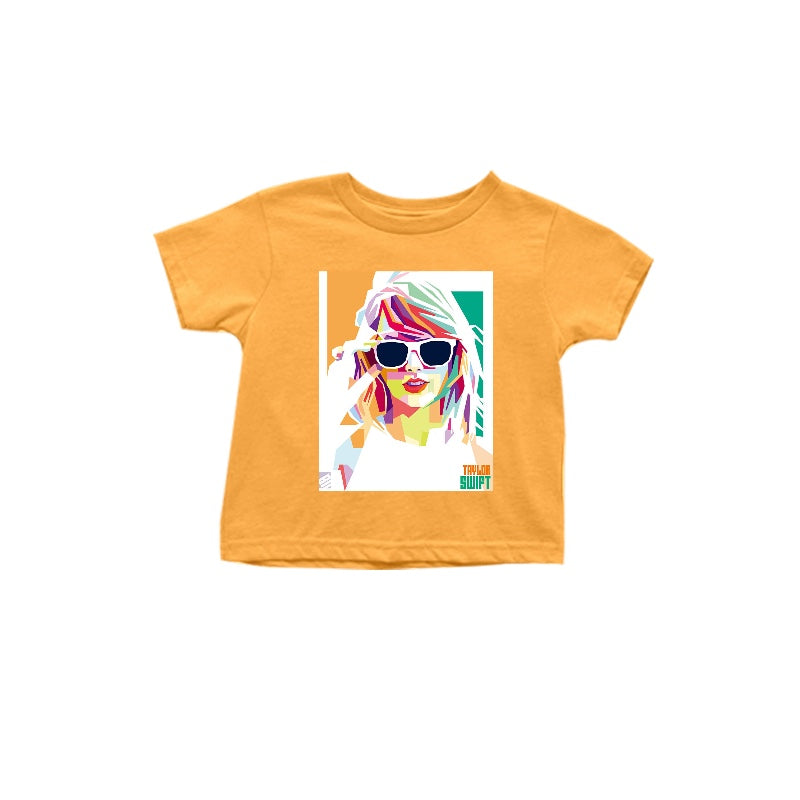 MOQ 3 yellow short sleeves singer girls shirt