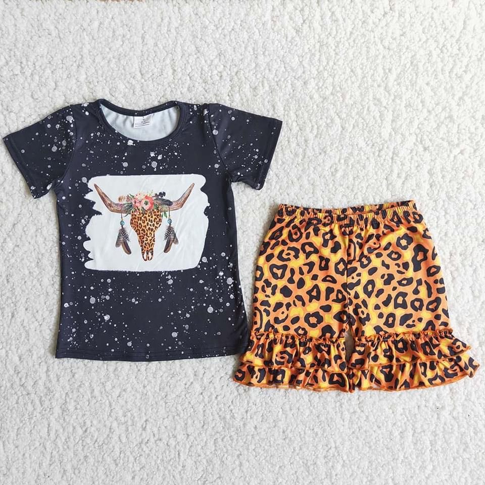 Leopard cow bleached shirt girls summer outfits