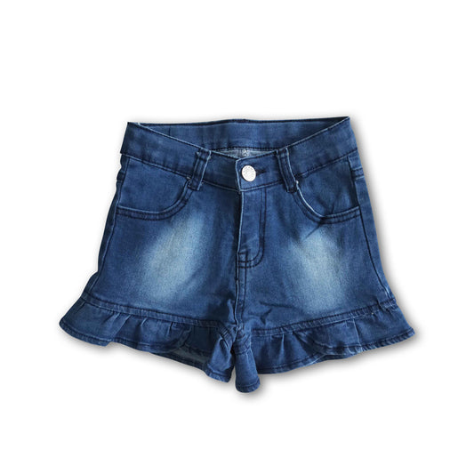 Baby girls ruffle denim shorts summer jeans