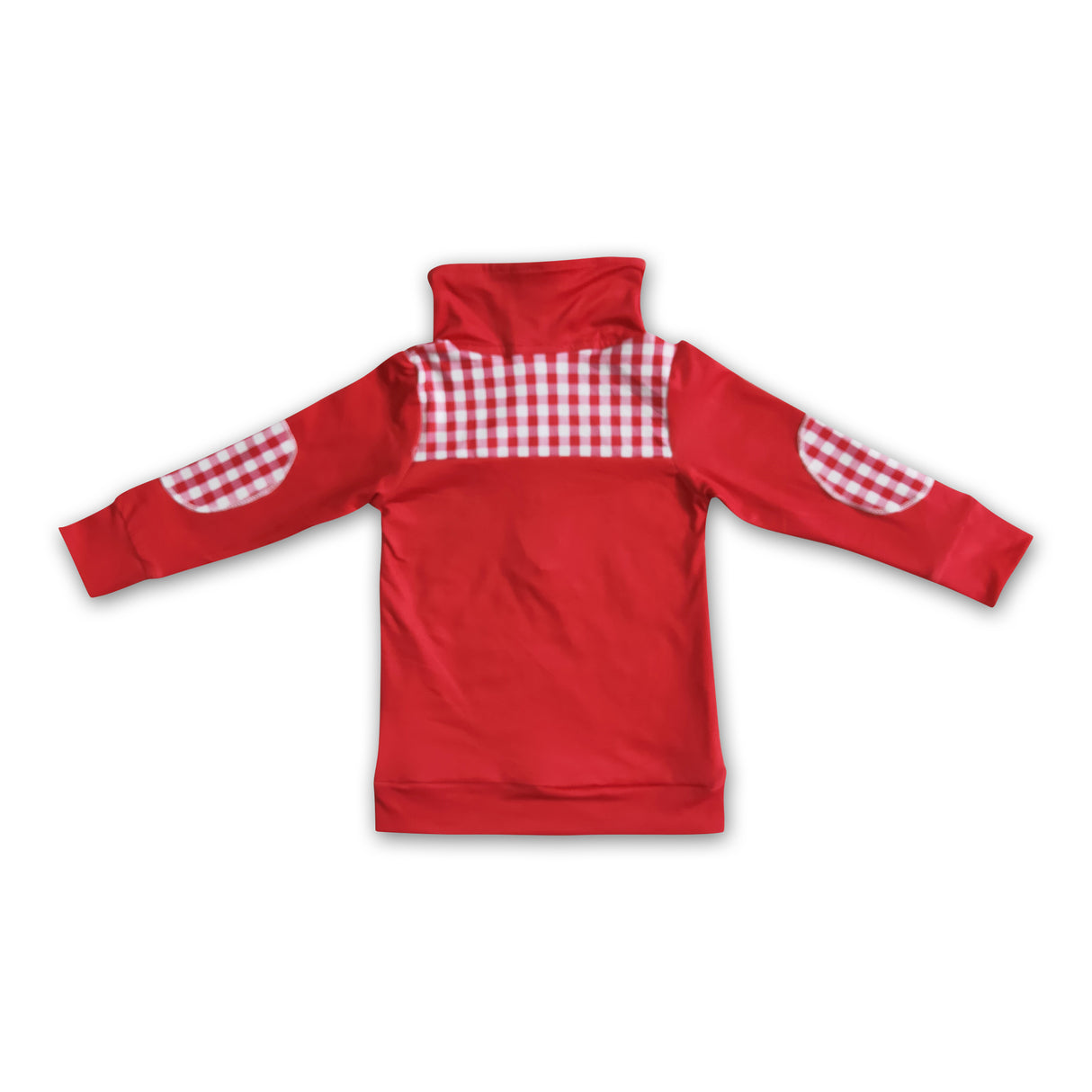Red plaid long sleeve zipper mouse top boy pullover