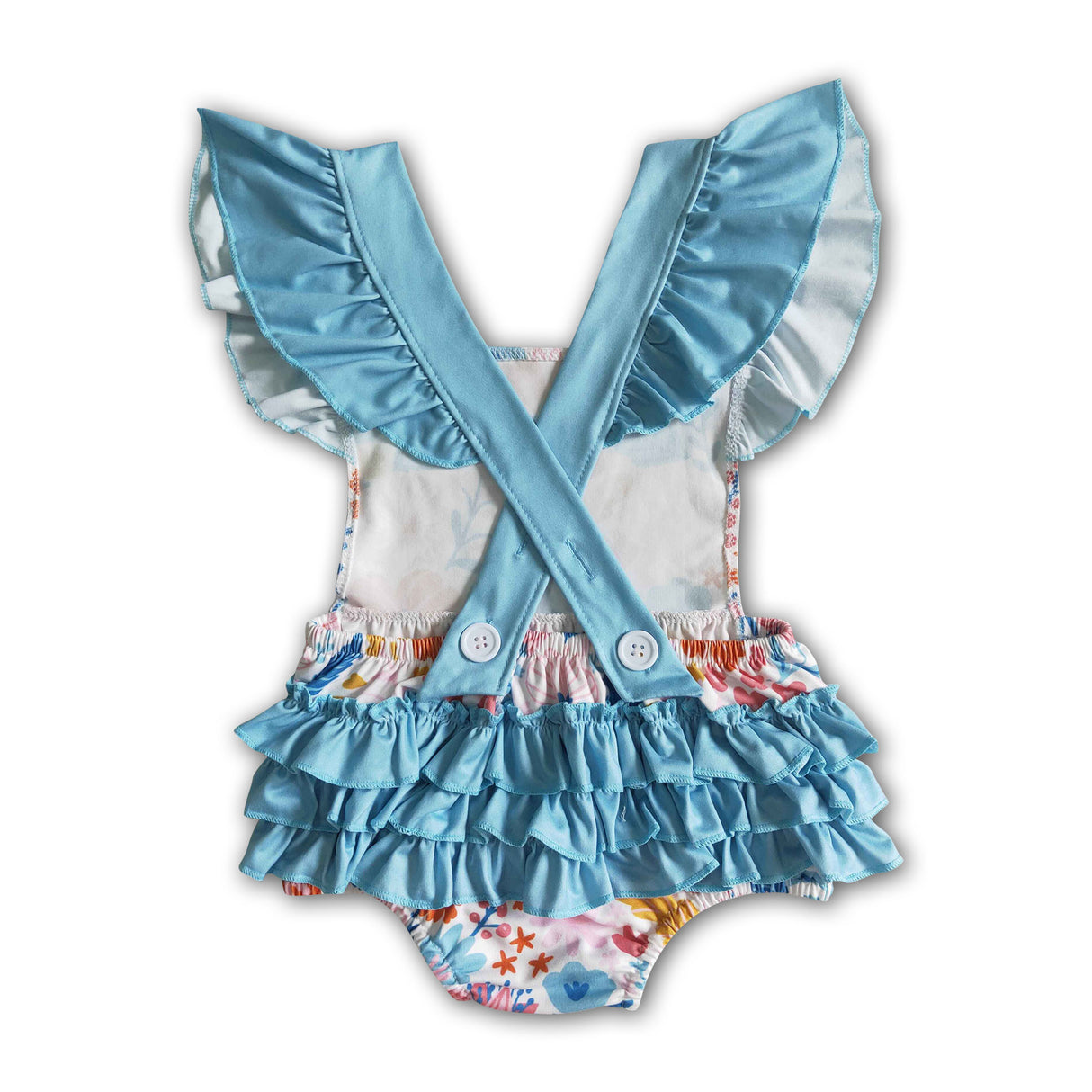 Flutter sleeve floral ruffle bubbles kids baby romper