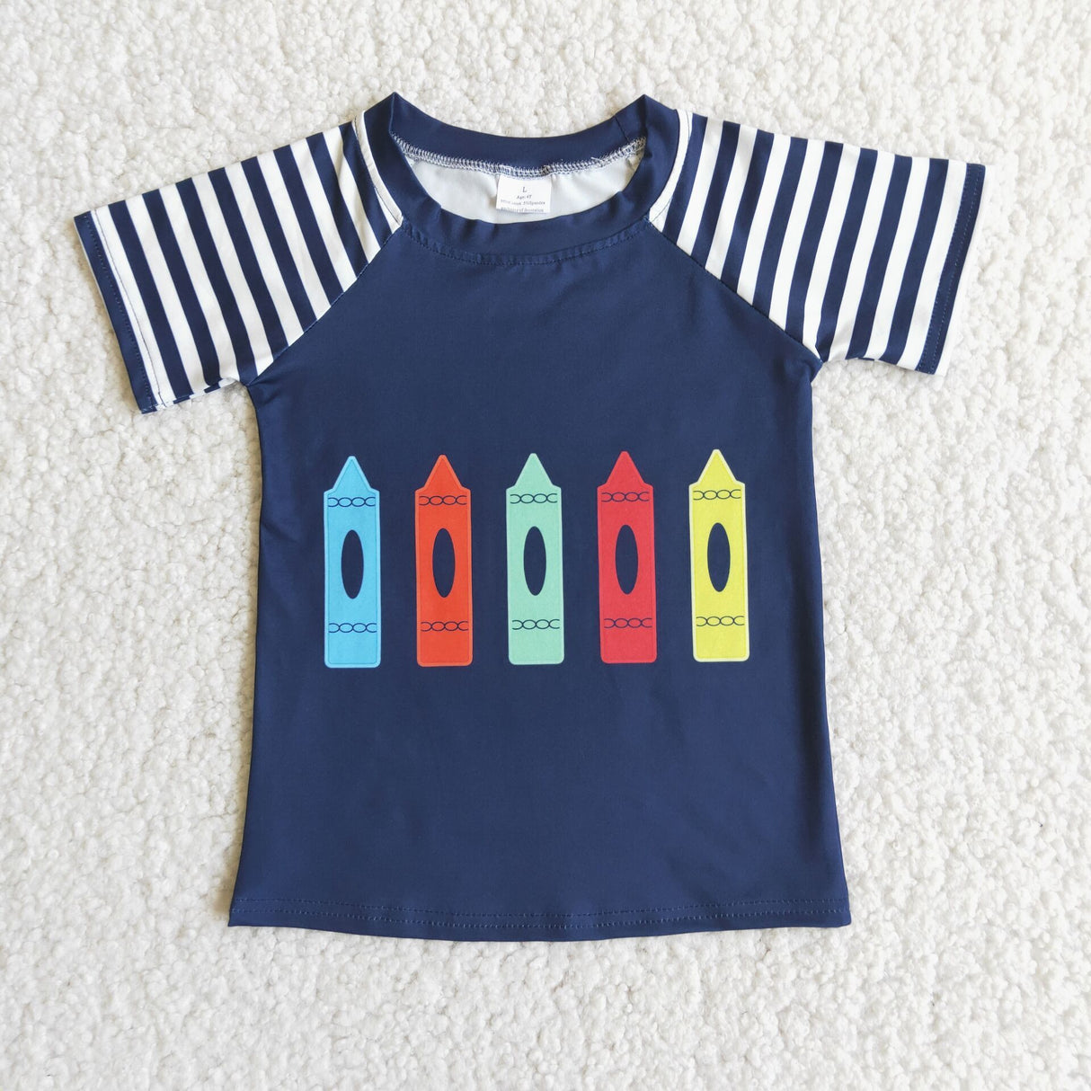 Boy Crayon Striped Back to School shirt