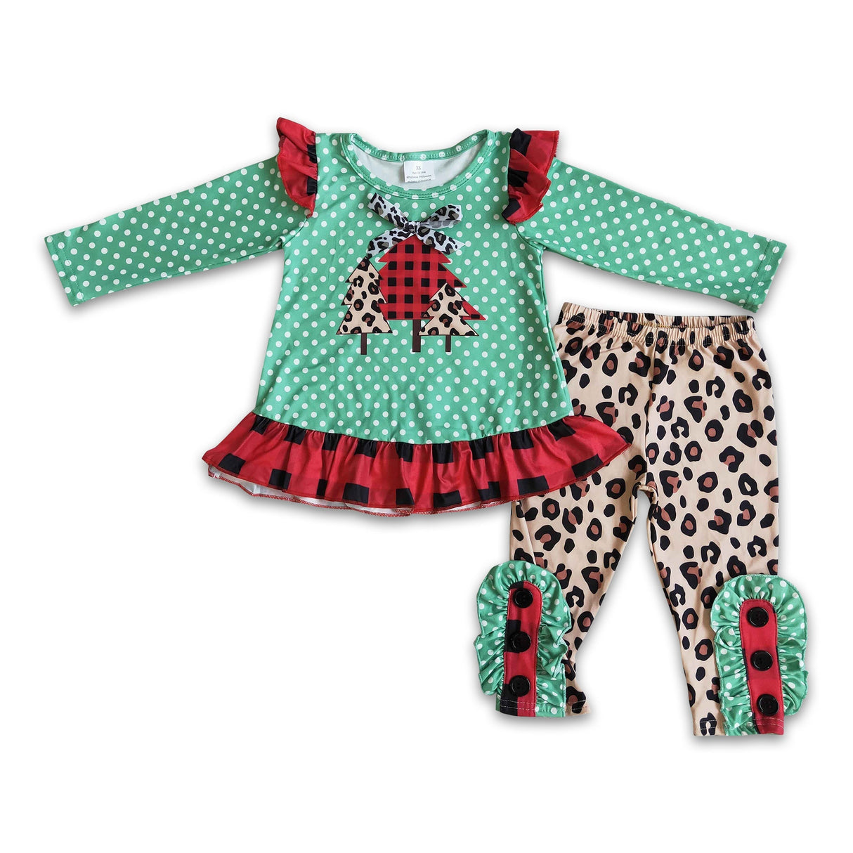 Christmas tree polka dots kids clothing set