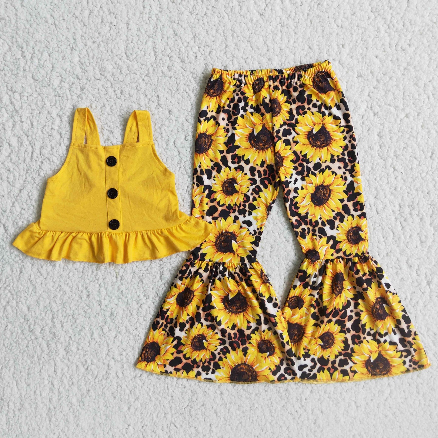 Girl Crop Top Sunflowers Sleeveless Outfit