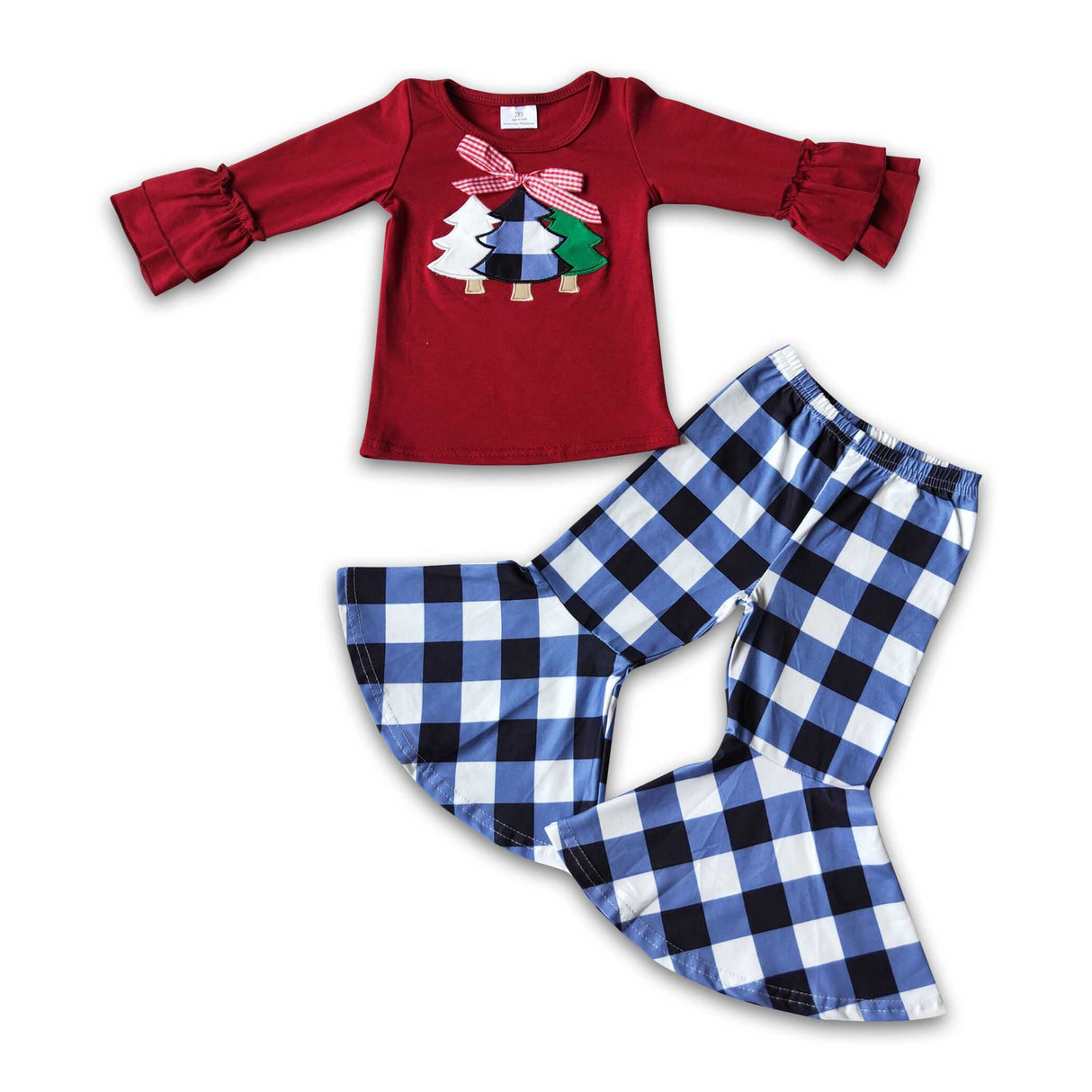 Christmas tree embroidery children clothing girls