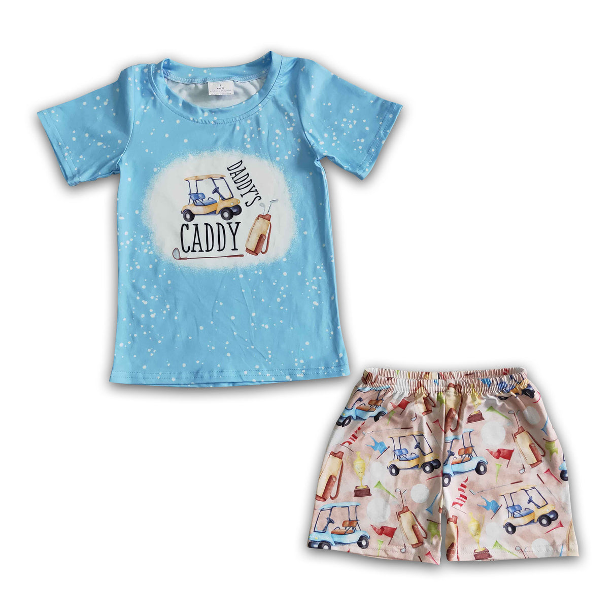 Daddy's Caddy golf print short sleeve shirt shorts boy summer outfits
