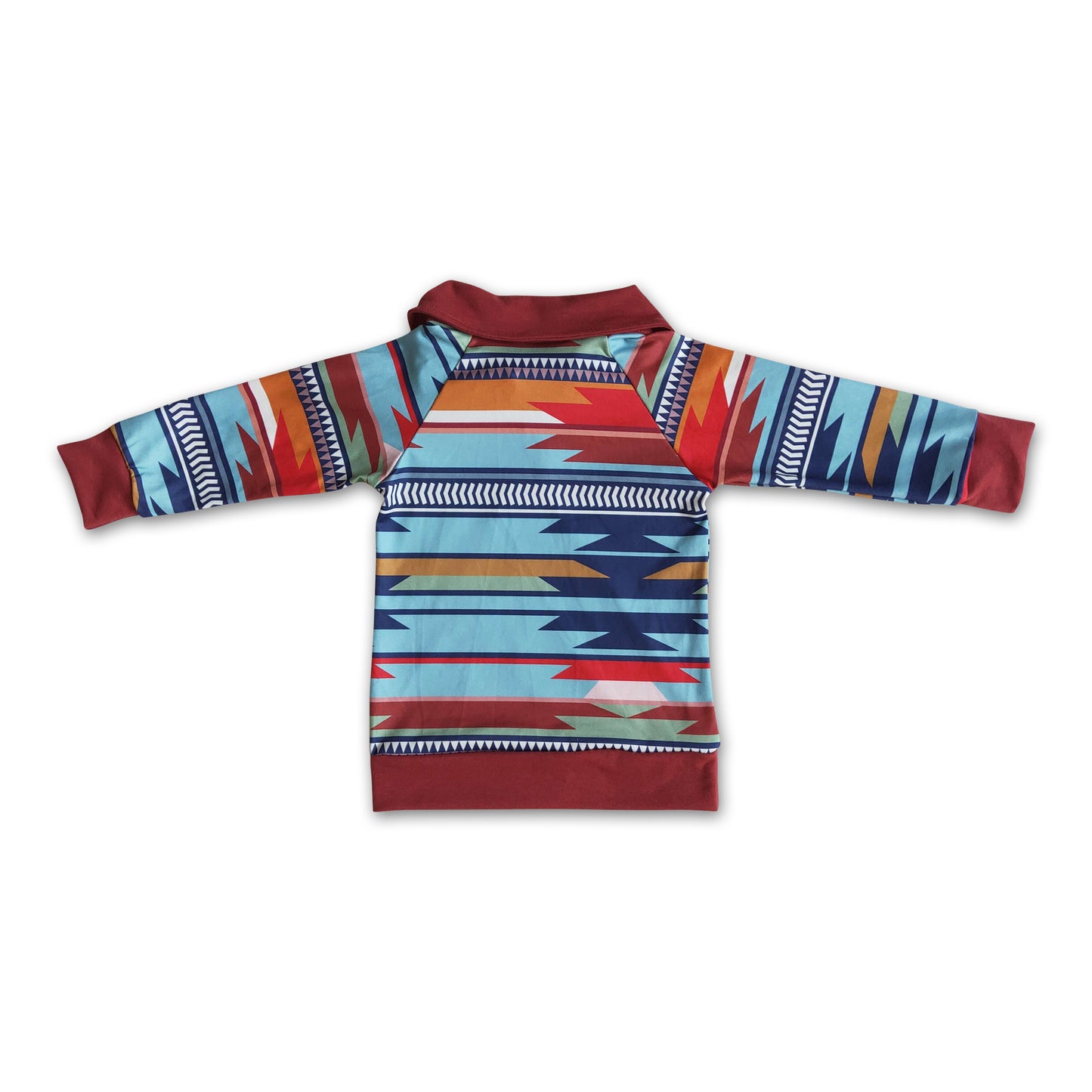 Aztec print long sleeve zipper kids pullover