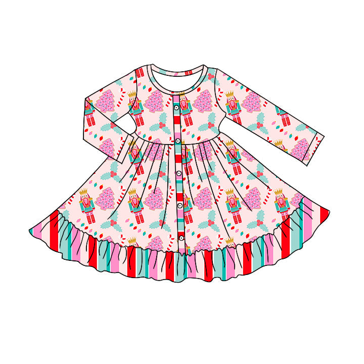 MOQ 5 Christmas tree cake stripe ballet girls dress
