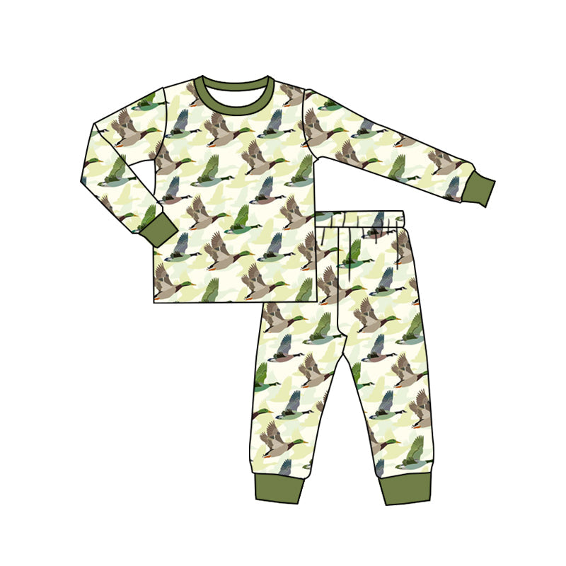MOQ 5 green duck long sleeves kids boy pajamas
