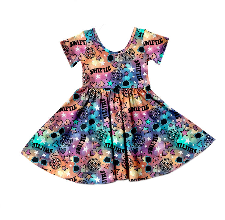 MOQ  3 short sleeves stars heart ears singer girls dresses