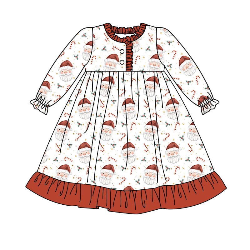 MOQ 5 santa candy cane kids girls Christmas night gown