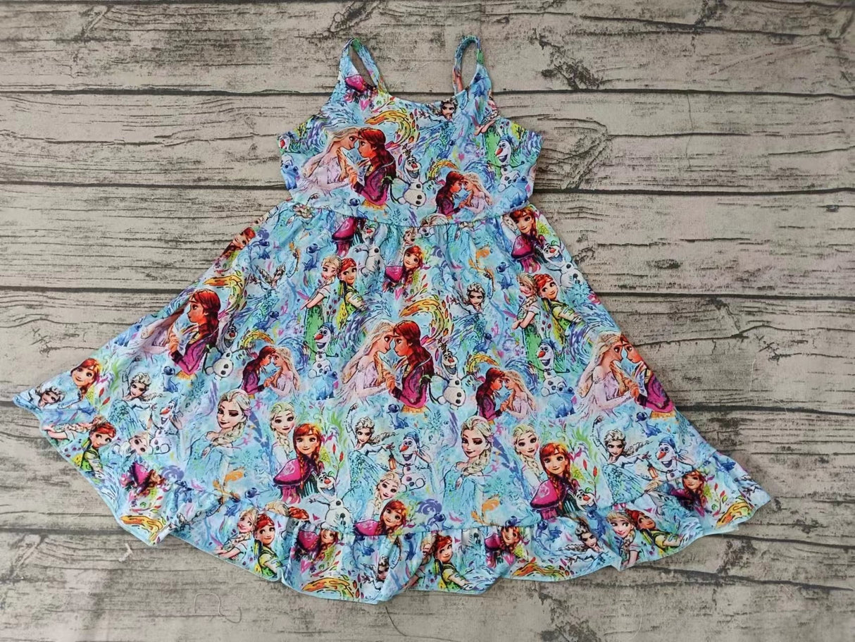 MOQ 5 PCS sleeveless ice princess baby girls dresses