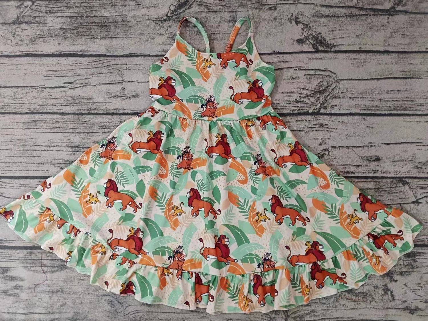 MOQ 5  sleeveless lion baby girls twirl dresses