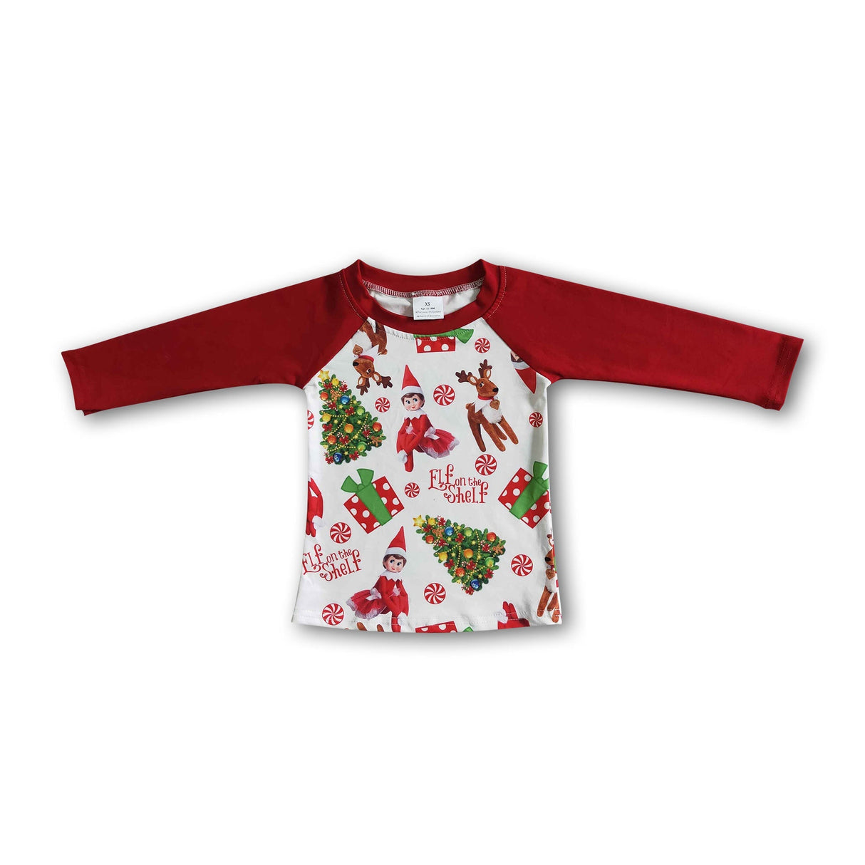 Red long sleeve cute naughty and nice boy Christmas shirt