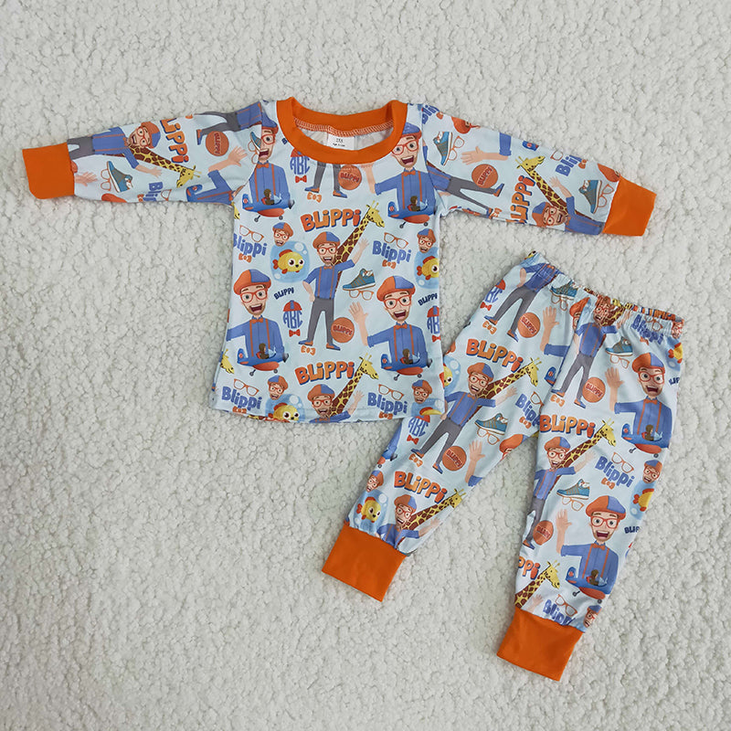 Boy glasses teacher long sleeve winter pajamas