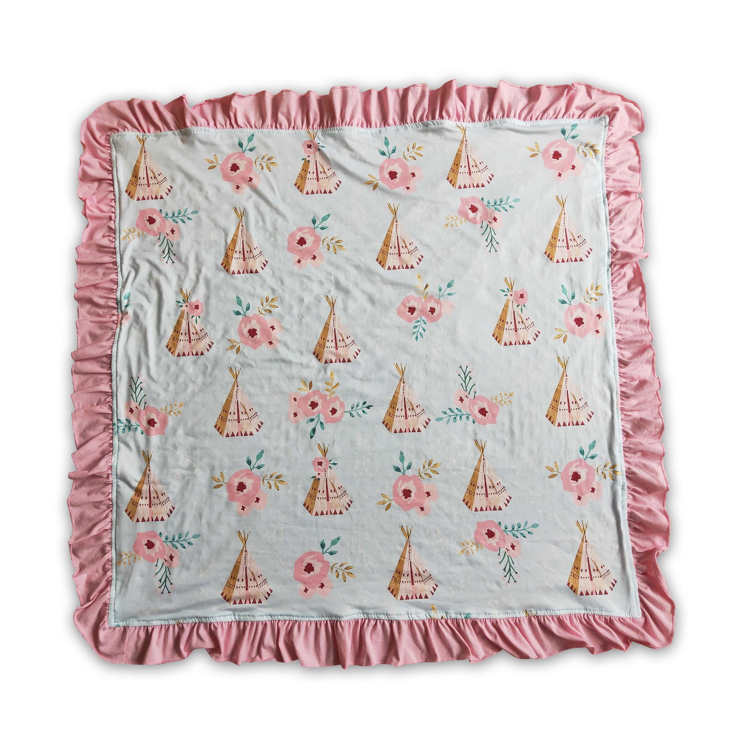 Teepee print floral minky baby blankets
