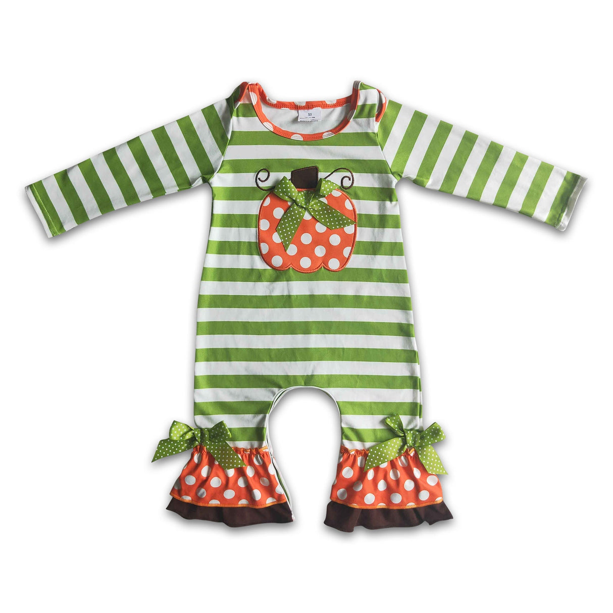Long sleeve pumpkin embroidery baby romper