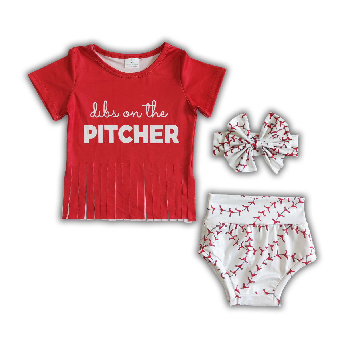 Red tassels shirt bummies baby baseball clothes