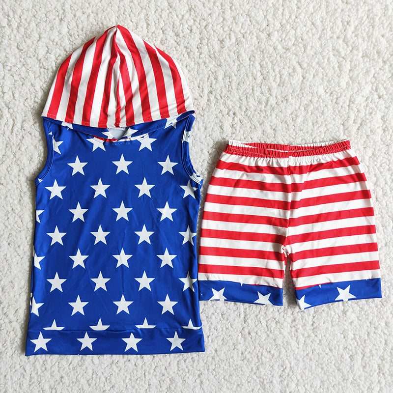 Boy Star Striped 4th of July Outfit