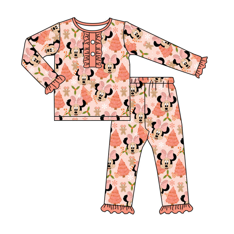 MOQ 5 gingerbread mouse kids girls Christmas pjs