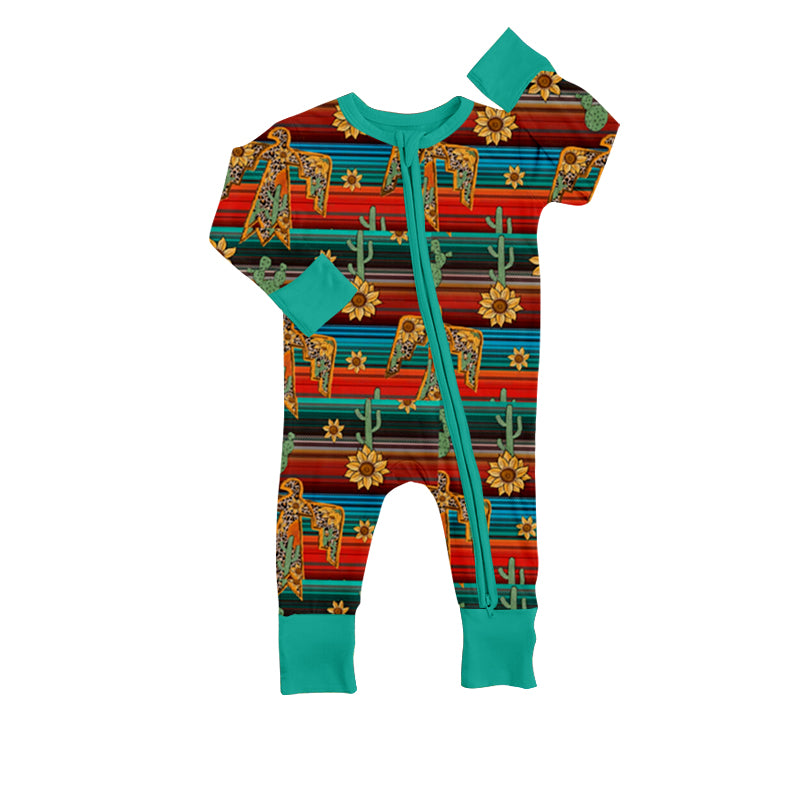 MOQ 5 PCS sunflower cactus bird serape baby girls romper