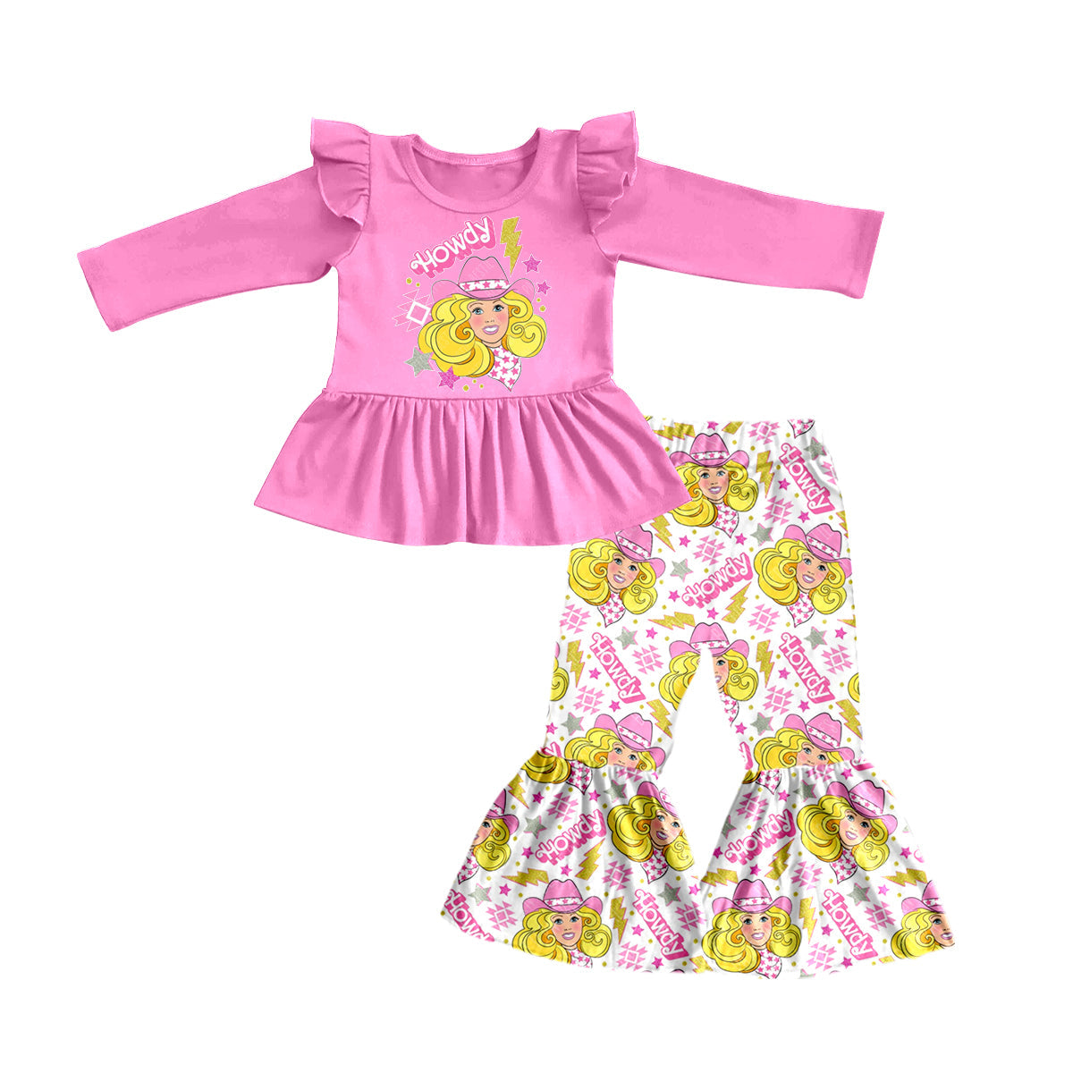 MOQ 5 Howdy aztec pink party baby girls clothes
