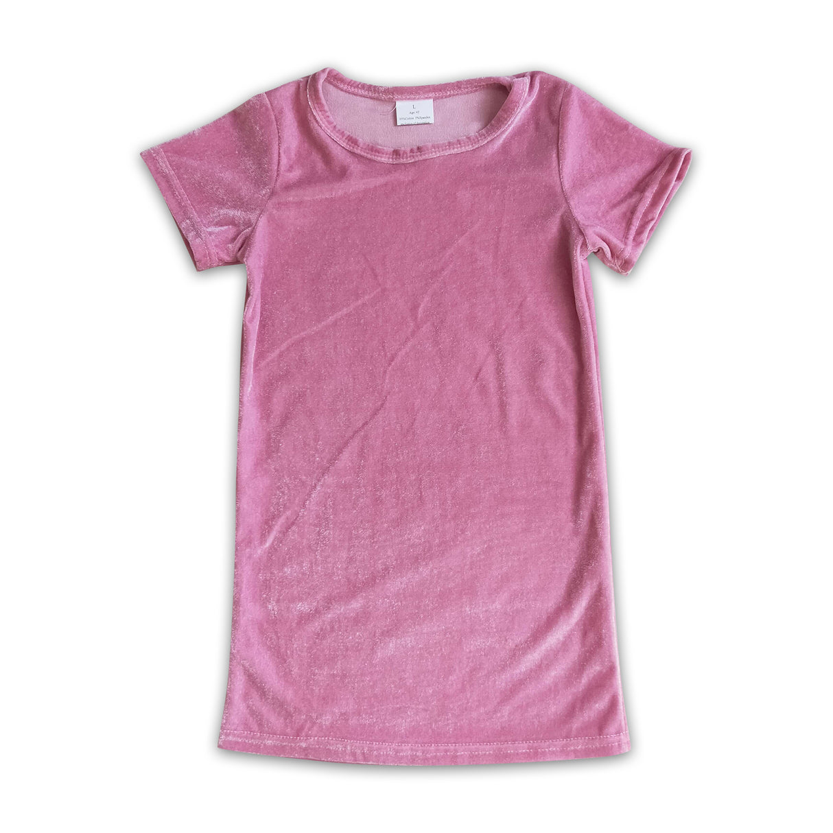 Pink short sleeve girls velvet dresses