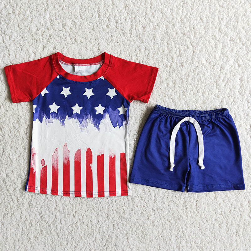 Boy Star Happy Fourth Solid Outfit