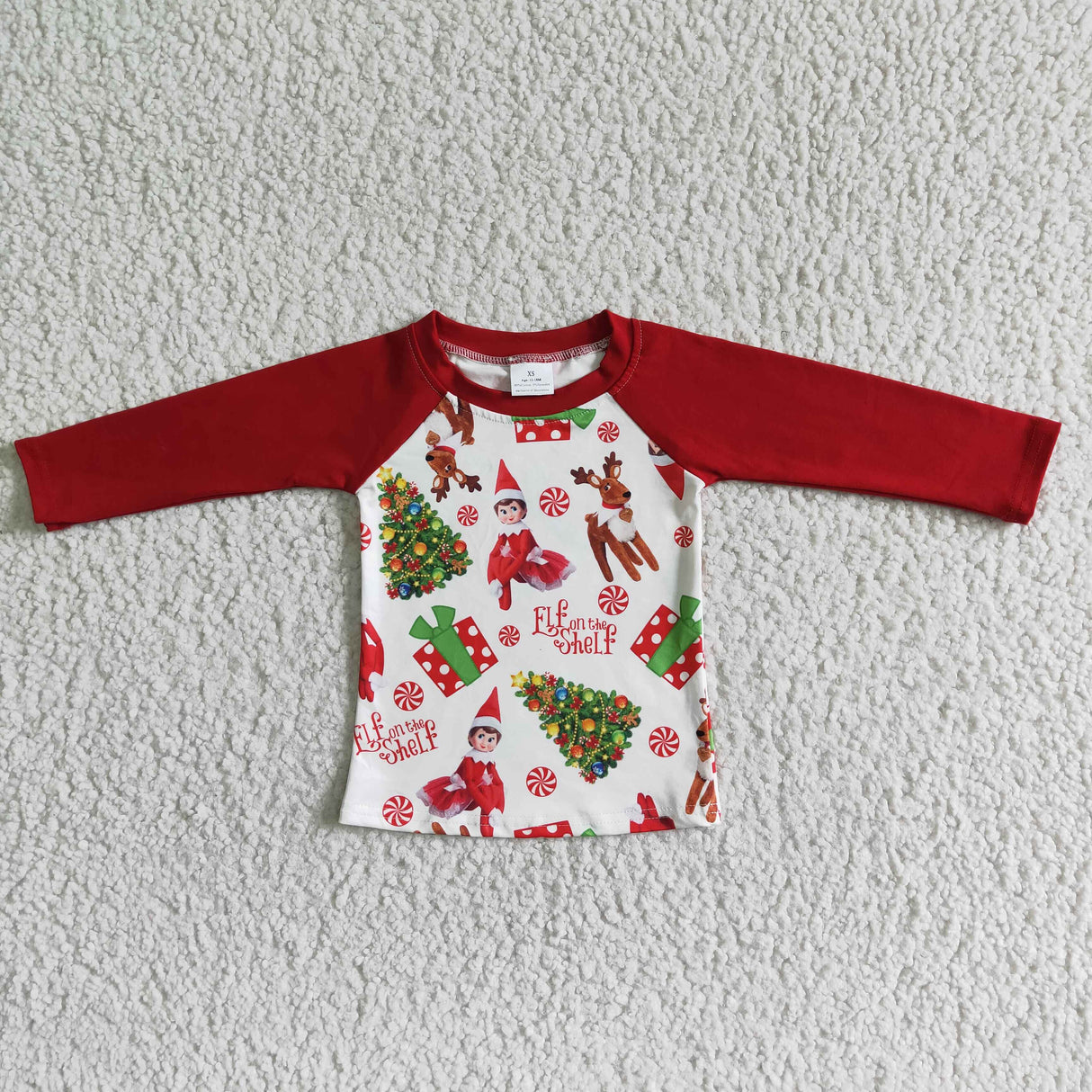 Red long sleeve cute naughty and nice boy Christmas shirt