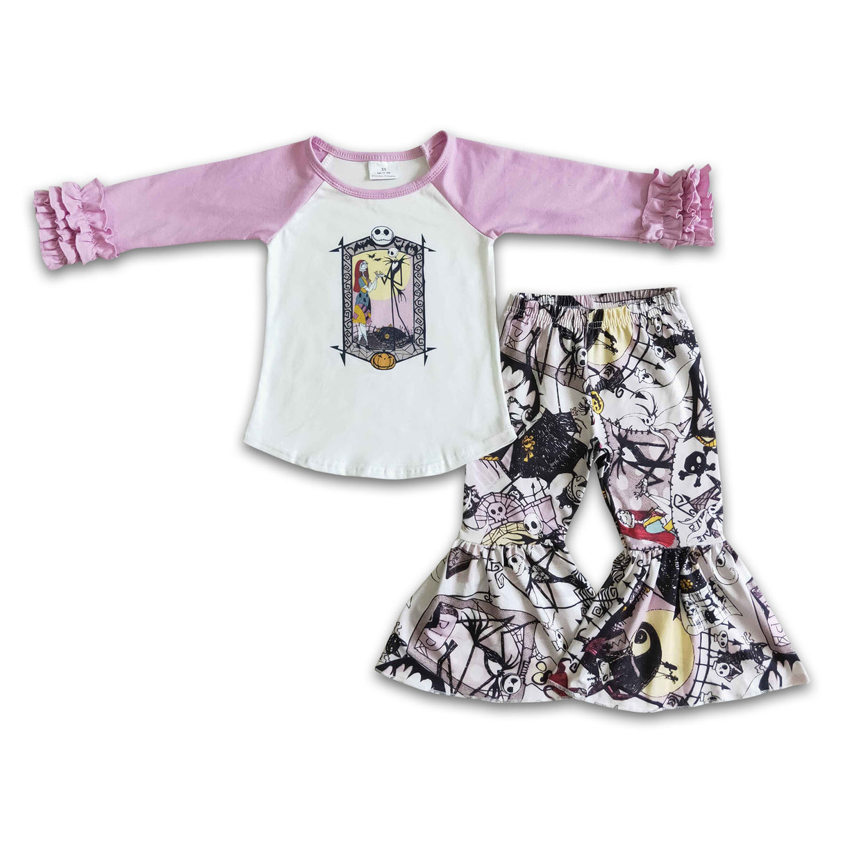 Girl purple long sleeve skull pants Halloween outfit