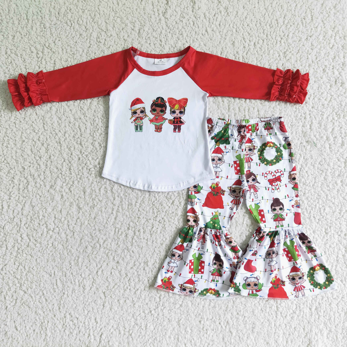 Dolls screen print baby girls Christmas clothing