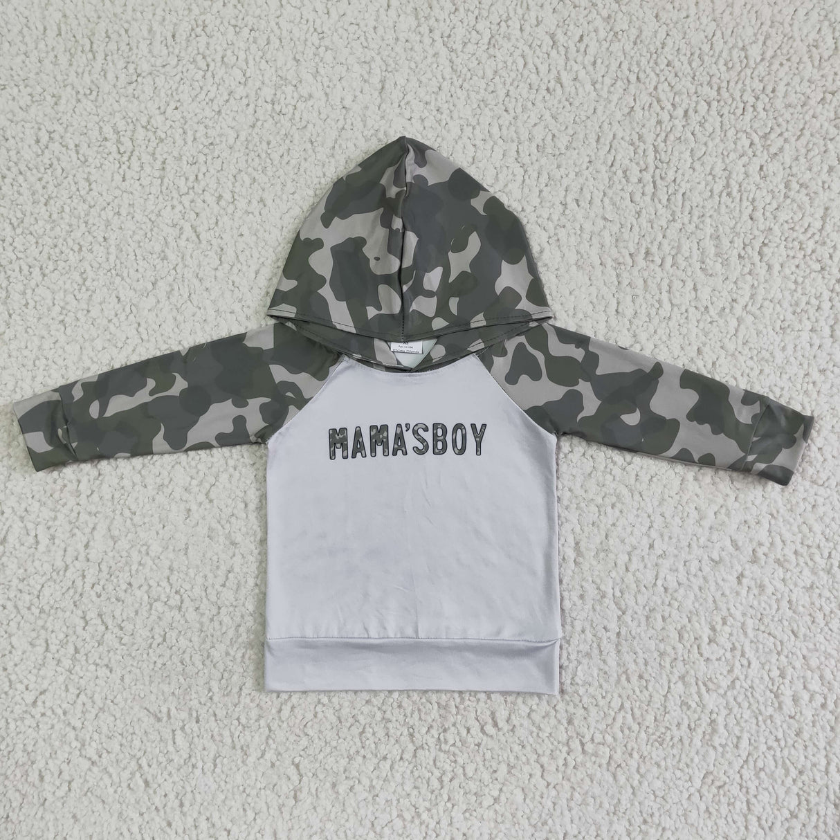 Mama's boy camo long sleeve boy hoodie