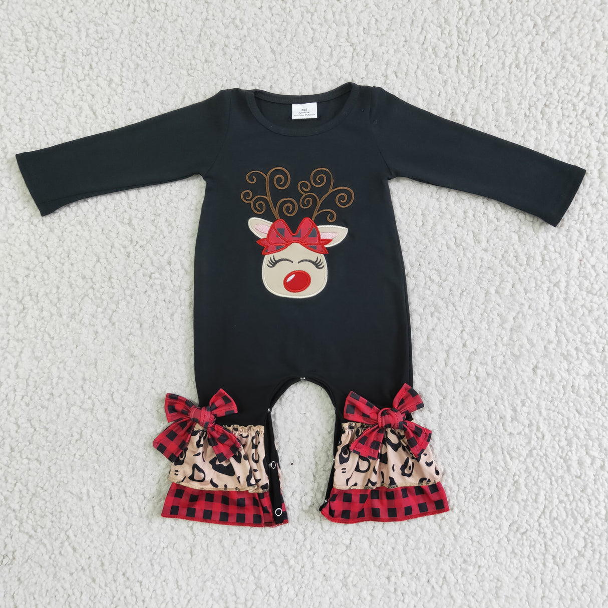 Reindeer embroidery baby Christmas romper