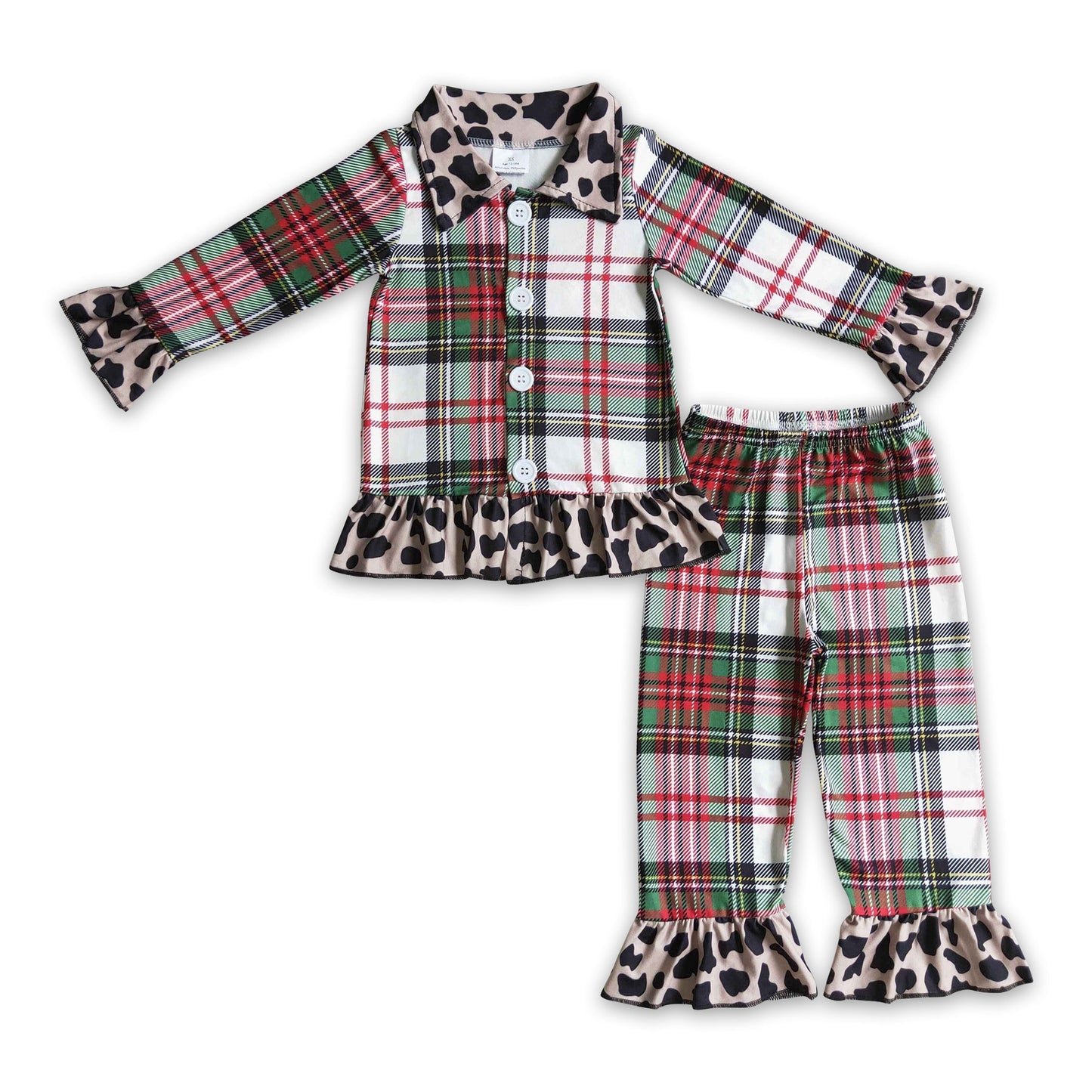 Plaid leopard  pajamas Christmas sleepwear