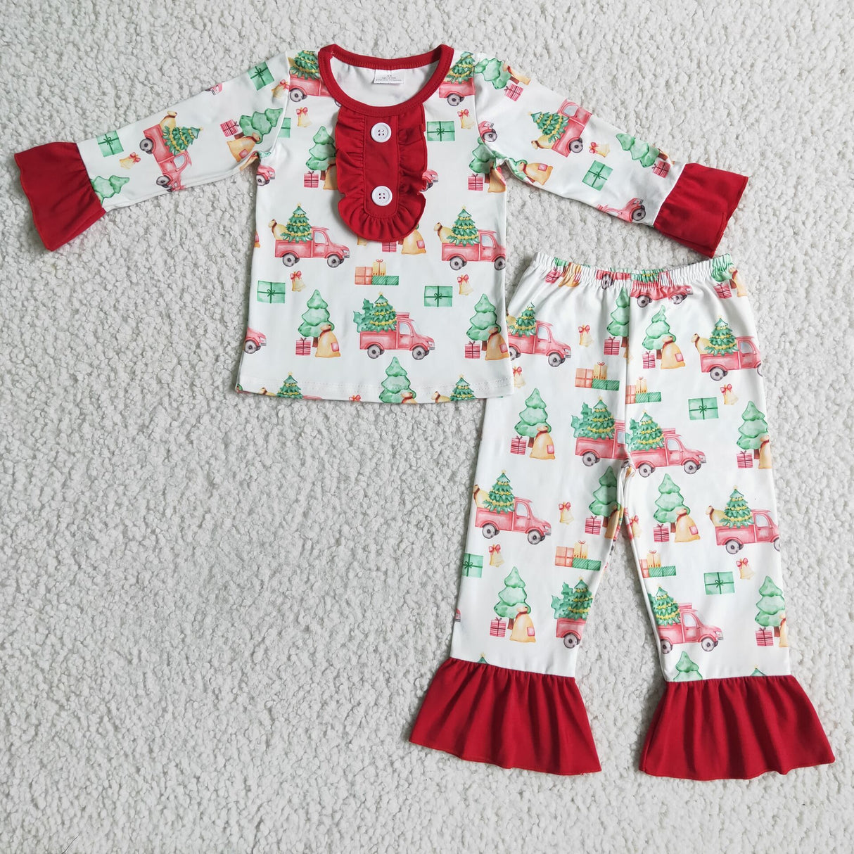 Christmas tree truck girls pajamas