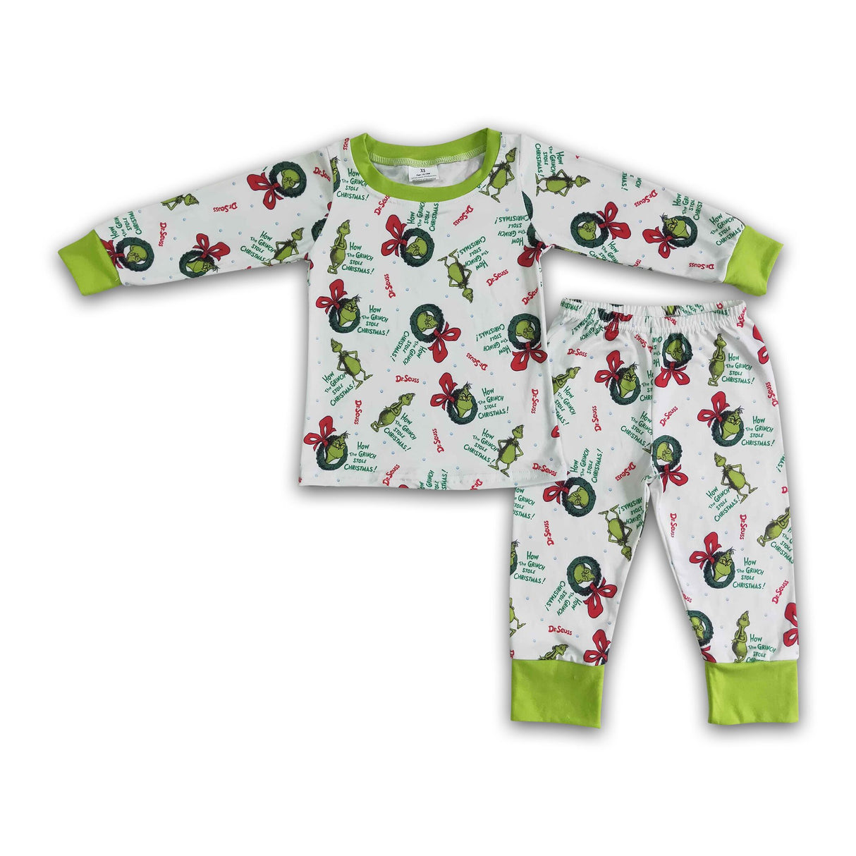 Long sleeve green face pajamas boy Christmas sleepwear