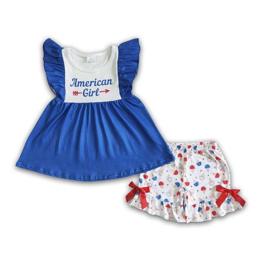 American girl blue shirt icecream shorts girls 4th of july outfits