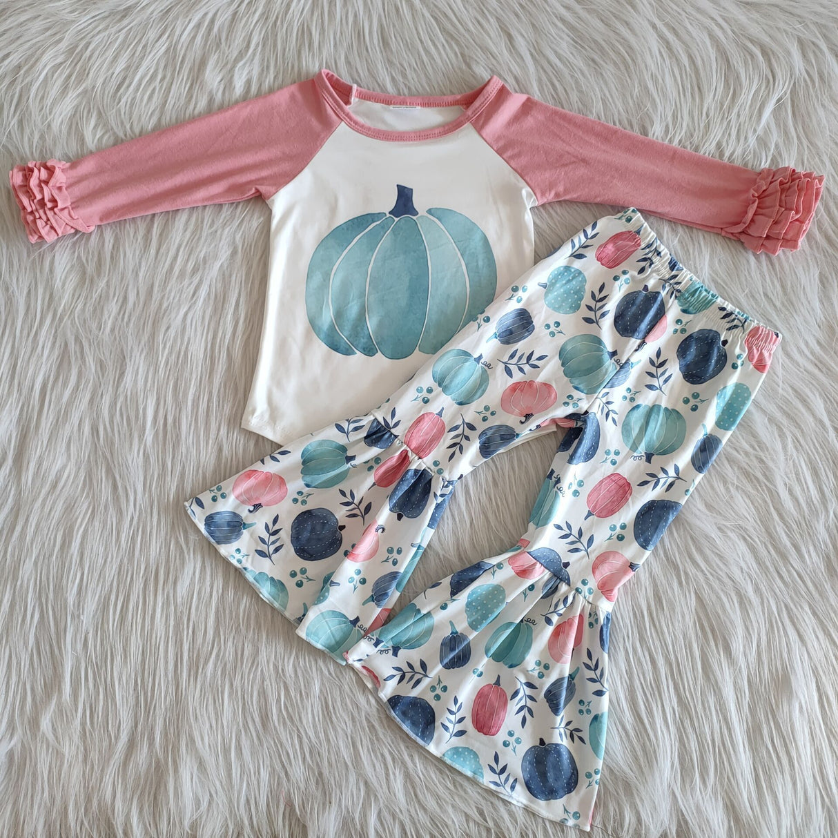 Girl Blue & Pink Pumpkin Outfit