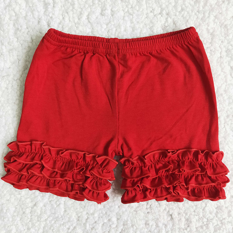 Girl Red icing ruffle shorts