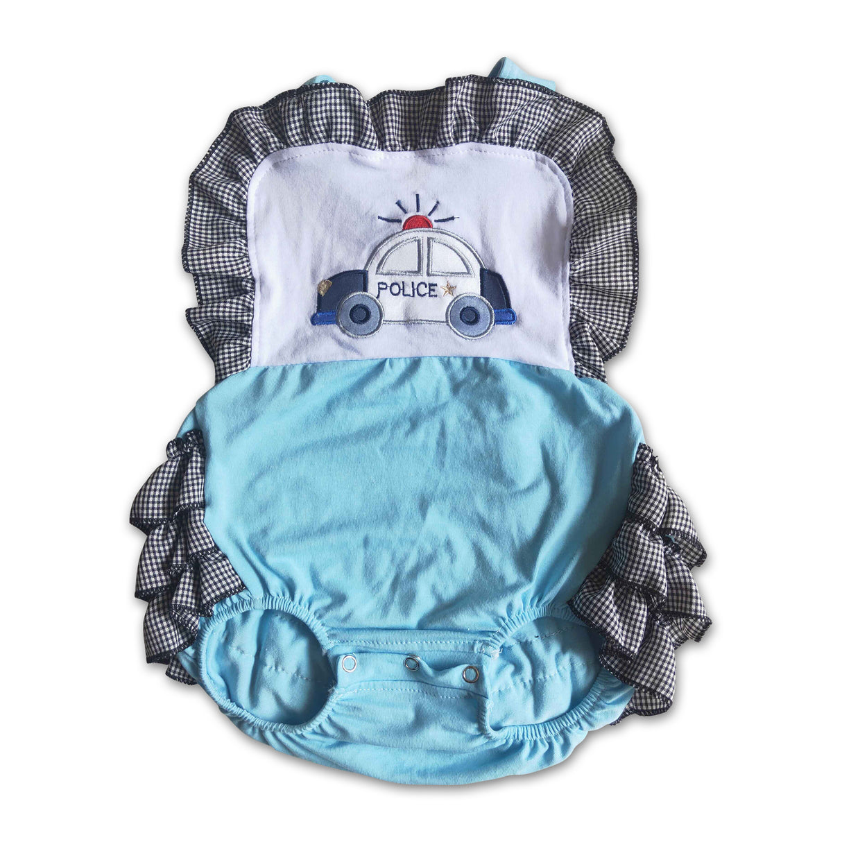 Girl Police car embroidery bubbles