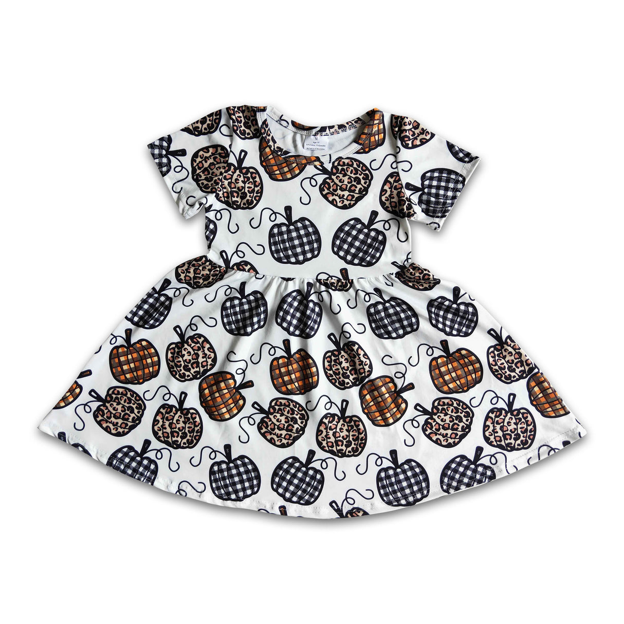 Short sleeve pumpkin baby girls twirl dresses