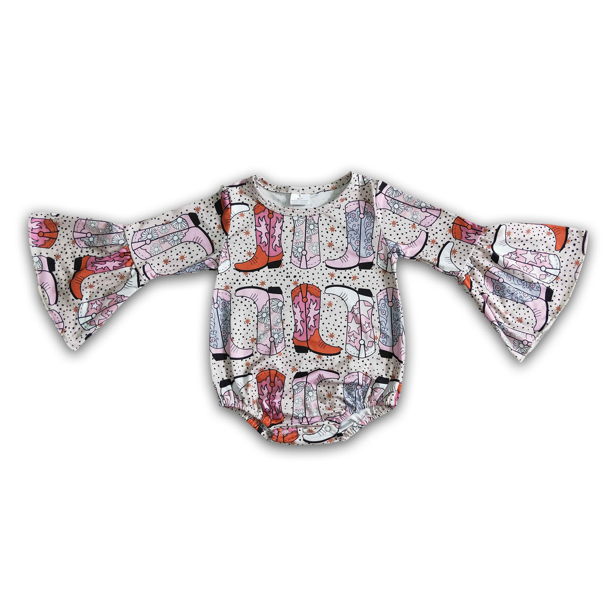 Long sleeve boots print baby girls romper