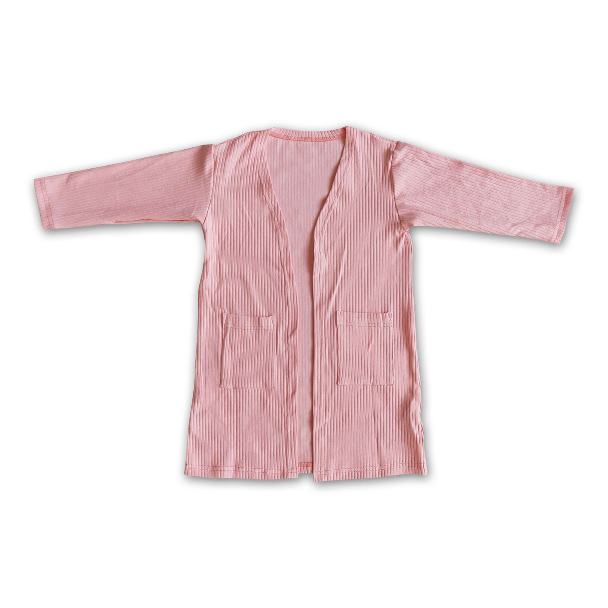 Peach long sleeve pockets spring cotton cardigan