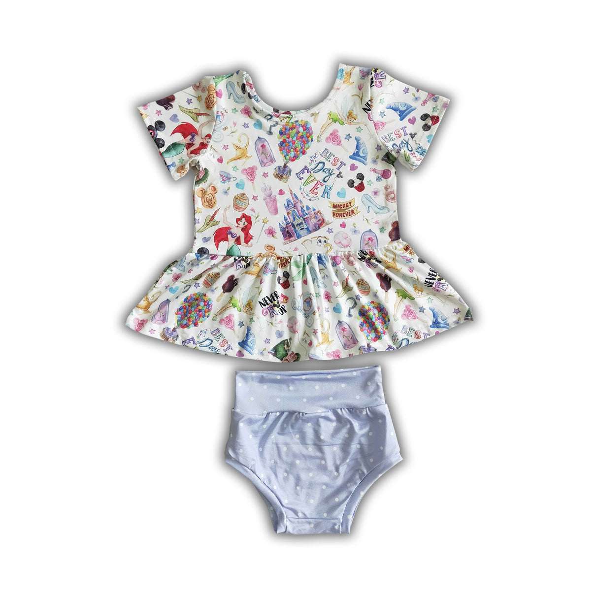 Never grow up cute snacks shirt lavender bummies baby girls summer clothing