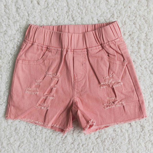 Girl Pink Elastic denim shorts