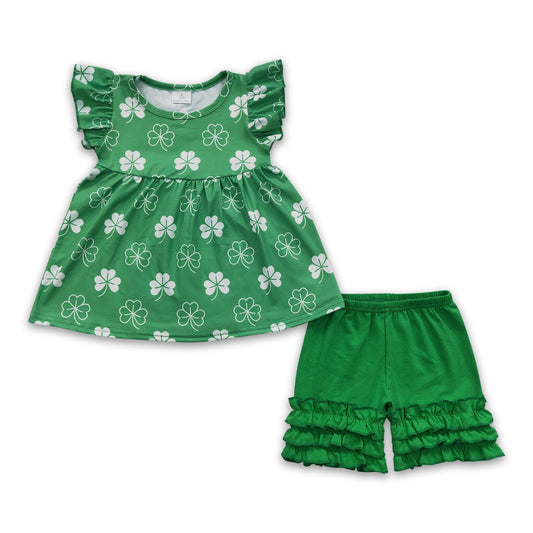 Clover flutter sleeves kids girls st patrick's day outfits