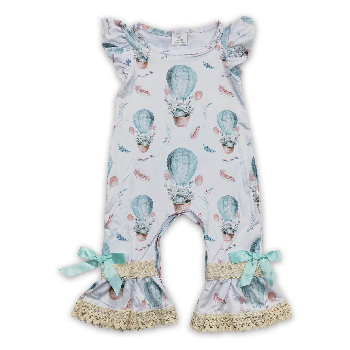 Flutter sleeves rabbit balloon baby girls easter romper